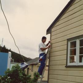 Silverstream Hospital; Orderly Hanging Bunting; 1988