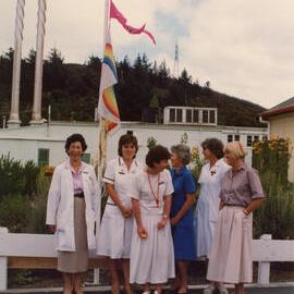 Silverstream Hospital; Staff Members by Flagpole; ca. 1989
