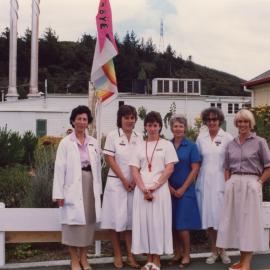 Silverstream Hospital; Staff Members by Flagpole; ca. 1989
