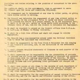 Sir George Chapman; UHCC Accountant Job Description; 1948