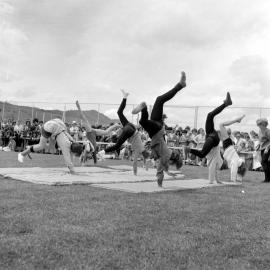 Heretaunga College open day; gymnastics; floor exercises display.