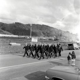 Upper Hutt Rugby Club jubilee parade 13; 1940s group, Goodshed Road.