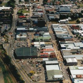 Aerial view 1996 approx; Main Street and Fergusson Drive, looking west; Wakefield Street and beyond.