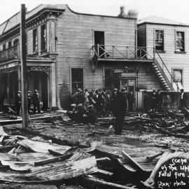 Fire; Benge & Pratt's store, Main Street; remains.