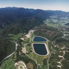 Aerial view looking westward; Macaskill Lakes in foreground; Kaitoke and Tararuas beyond (c. 1980s)