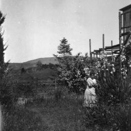 Flora McCurdy outside the sitting room doors of McCurdy's Castle.